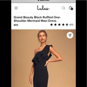 Lulu’s Black Ruffled One-Shoulder Maxi Dress